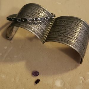 2 Sterling silver bracelets and 2 amathyet garret
